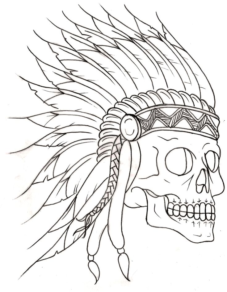 Indian Chief Skull Tattoo by ~Metacharis on deviantART Sketches Outline, Indian Headdress Tattoo, Outline Sketches, Traditional Tattoo Outline, Indian Skull Tattoos, Indian Tattoo Design, Headdress Tattoo, Indian Drawing, Indian Skull