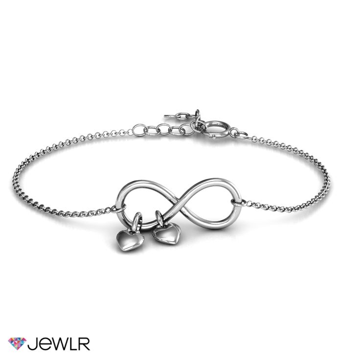 Our Classic Infinity bracelet with two dangling heart charms. Customize each charm with an initial to represent your promise or your friendship between you and your loved one. Personalized Bracelets For Her, Promise Bracelet, Infinity Jewelry, Fingerprint Jewelry, Bracelet Box, Family Jewellery, Bracelet Ideas, Personalized Bracelets, Two Hearts