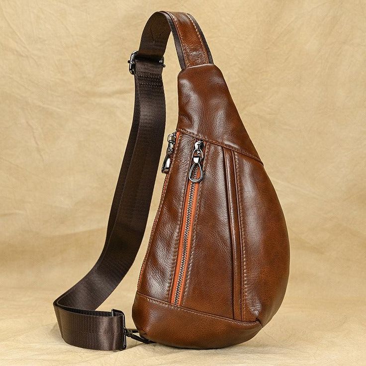 Product information: Style: European and American retro Material: Leather Opening method: zipper Pattern: plain Color: 9050-brown, 9050-coffee, black Size Information: Packing list： Men's shoulder bag*1 Leather Sling Bag Men, Sling Bag Men, Chest Pack, Man Purse, Leather Sling Bag, Leather Man, Outdoor Men, Mary Jane Heels, Functional Accessories