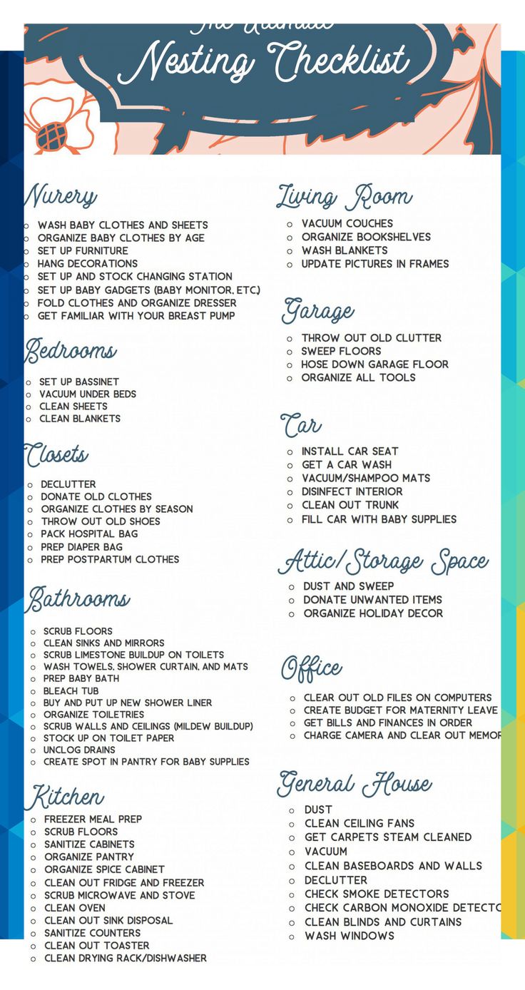 the wedding checklist is shown in blue and orange colors, with flowers on it