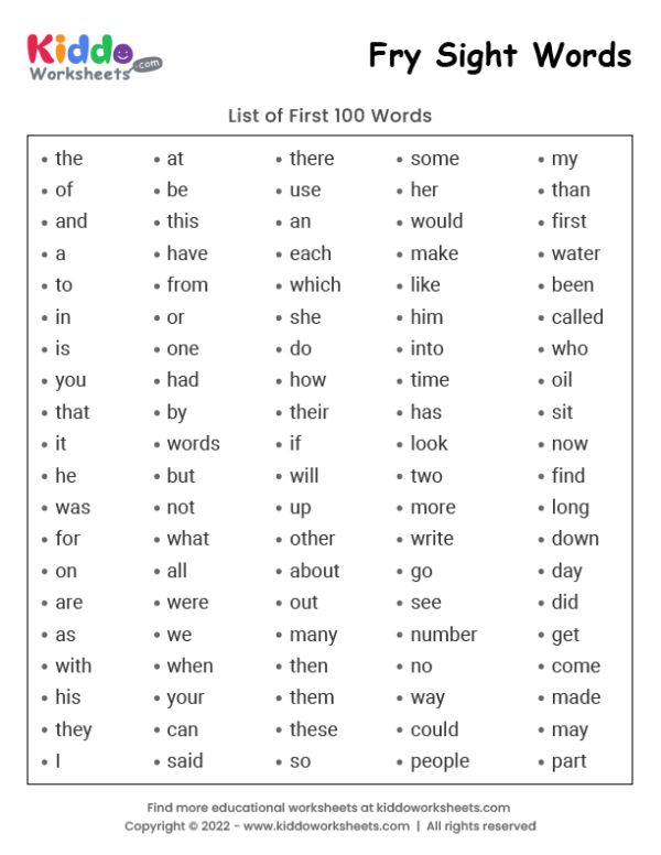 the worksheet for fry sight words is shown in black and white with an image of