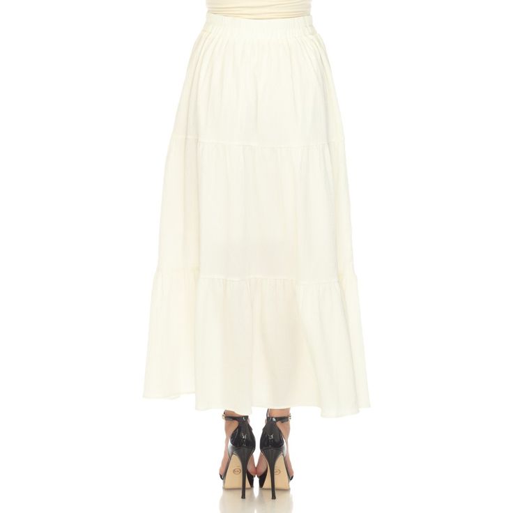 Elevate your fashion game with this flowy and effortlessly chic skirt. This maxi skirt from White Mark boasts a pleated design that adds texture, movement, and a touch of sophistication to your look. Dress it up or down as this skirt is incredibly versatile. Pair it with a tucked in blouse and heels for a sophisticated look or go for a more relaxed vibe with a tucked in tee and sandals and pair it with a jacket on chilly days. It’s perfect for various occasions and style preferences. Spring Relaxed Fit Tiered Maxi Dress, Spring Long Maxi Skirt, Chic Gathered Maxi Skirt For Summer, Summer Voluminous Wide-leg Maxi Skirt, Spring Maxi Dress With Relaxed Skirt, Summer Maxi Dress With Voluminous Flared Skirt, Spring Maxi Length Gathered Skirt, Flowy Wide-leg Maxi Skirt For Day Out, White Maxi Dress With Ruffled Skirt