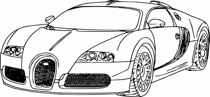 a coloring page with a bugatti car