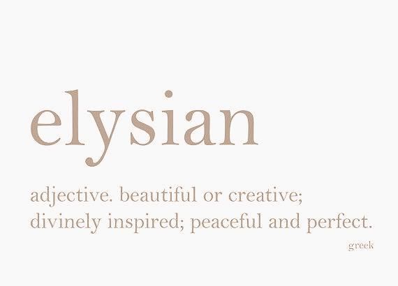 the words elysiann are written in grey and white letters on a white background