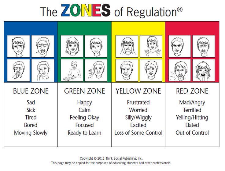 the zones of regulation for people to see in their own face shapes, with different colors and