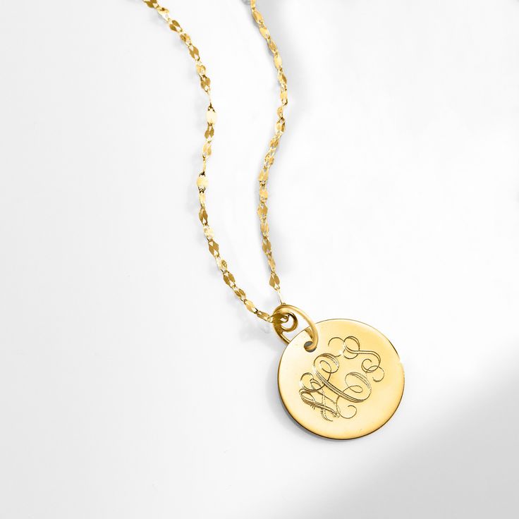 Ross-Simons - Single-Initial - Italian 14kt Yellow Gold Personalized Disc Necklace. 16". Make it personal! Shining in polished 14kt yellow gold, this stylish disc pendant necklace can be personalized with a single initial in script (shown) or block type. FREE engraving. Suspends from a Lumachina chain with a 2" extender. Made in Italy. Springring clasp, 14kt yellow gold disc pendant necklace. Everyday 14k Gold Oval Jewelry, Formal 14k Gold Filled Fine Jewelry, Oval Sterling Silver Jewelry Tarnish Resistant, Dainty Oval Tarnish Resistant Jewelry, Oval Sterling Silver Tarnish-resistant Jewelry, Oval Tarnish-resistant Fine Jewelry, Dainty Gold-tone Round Necklace, Tarnish Resistant 14k Gold Filled Round Jewelry, Classic Everyday Gold-tone Jewelry