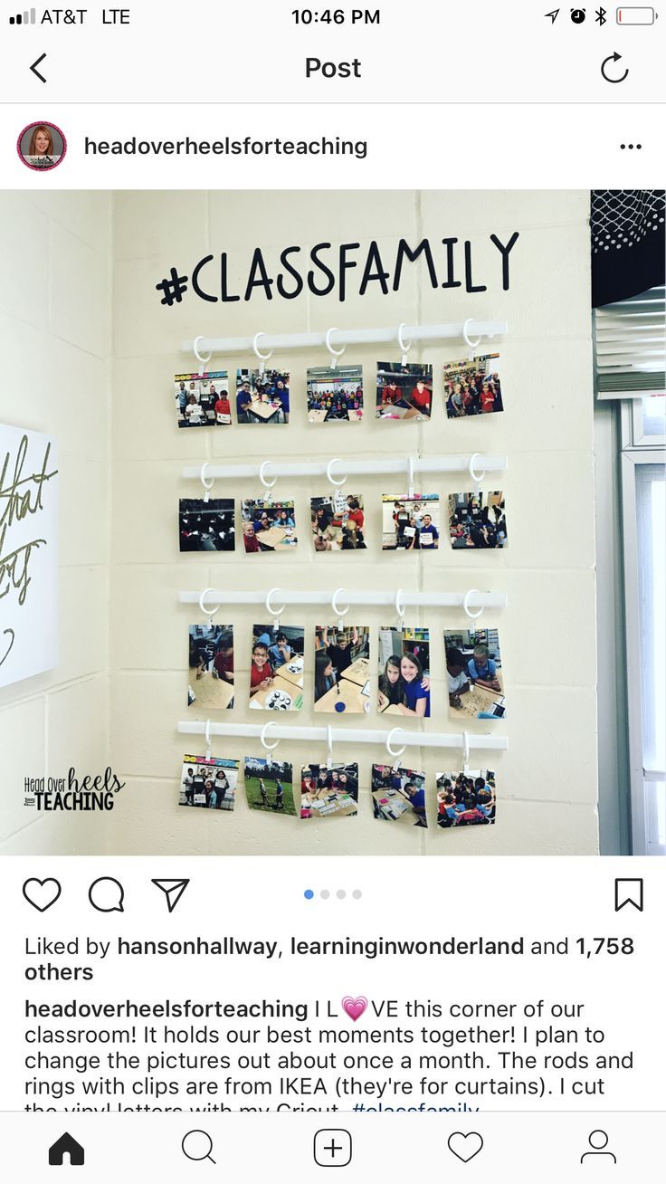 an instagramted photo with the words classfaamily on it and photos hanging up against a wall