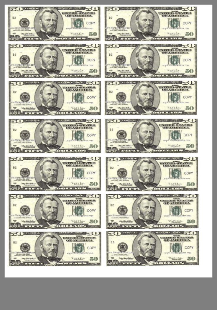 Dollar Bill Printables