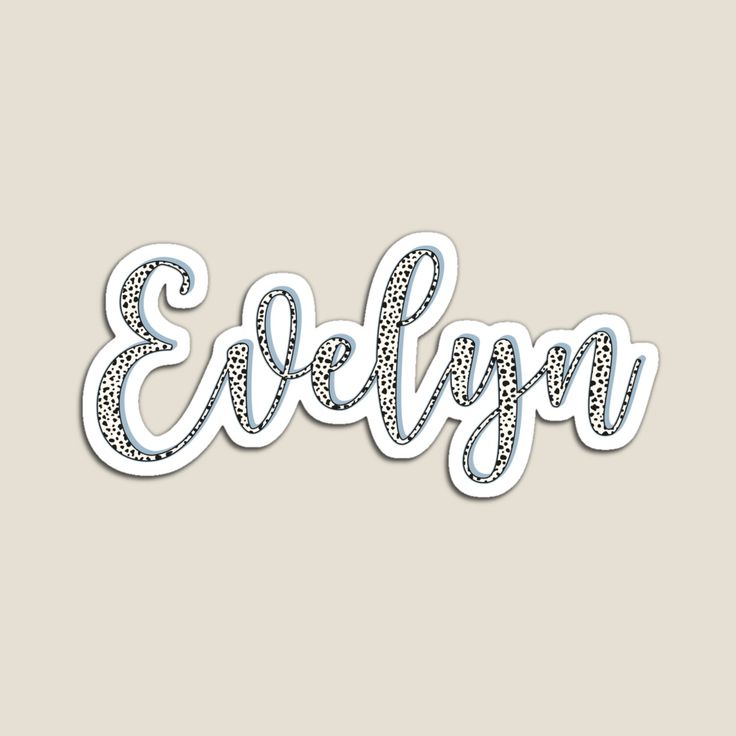 Dalmatian pattern Evelyn name Dalmatian sticker, custom name sticker for Evelyn Evelyn Name Art, Evelyn Name, Amelia Name, Evelyn Evelyn, Art Names, Dalmatian Pattern, Name Calligraphy, Calligraphy Typography, Name Sticker