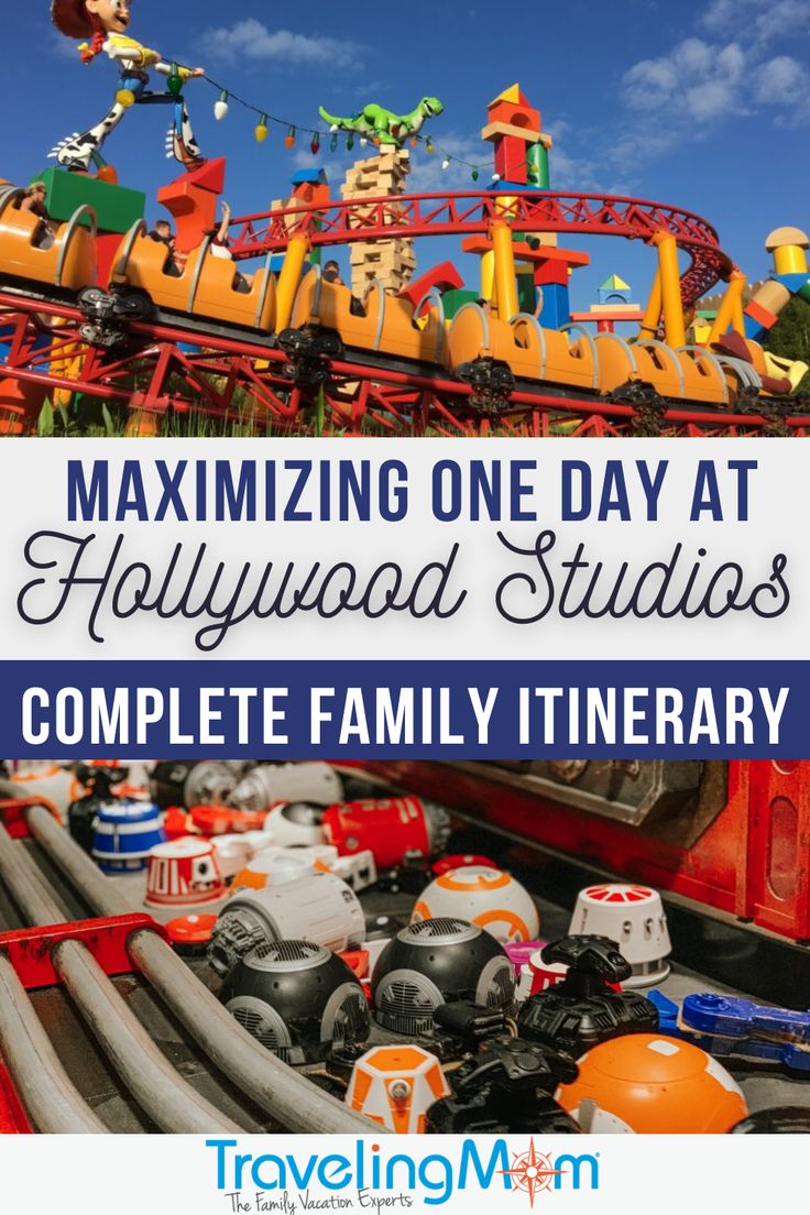 an amusement park with the words, amazing one day at hollywood studios complete family itinerary