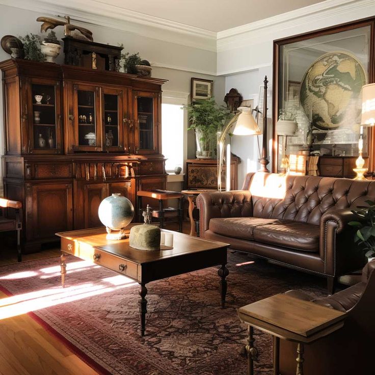 a living room filled with furniture and decor