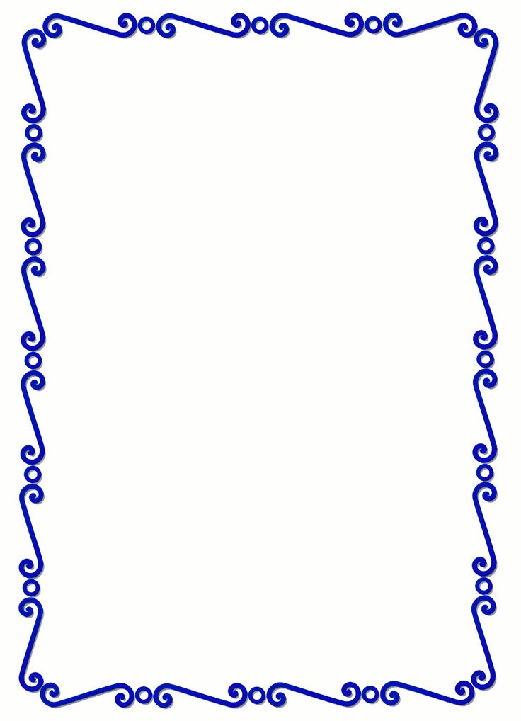 a blue square frame with swirly lines on the edges and bottom, as well as an empty space in the middle