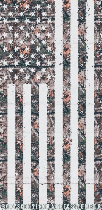 an american flag made out of camouflage fabric with orange and white stars on the side