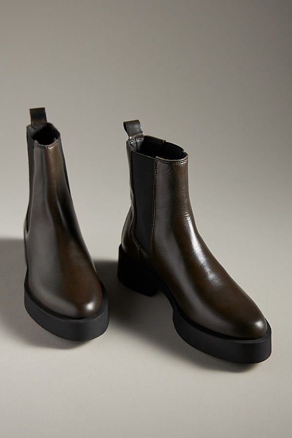 Leather upper, insole Rubber sole Pull-on styling Imported | Chelsea Ankle Boots by Anthropologie in Green, Women's, Size: 38, Leather/Rubber Anthropologie Boots, Womens Chelsea Boots, Tall Brown Boots, Western Ankle Boots, Green Boots, Brown Leather Ankle Boots, Chelsea Boots Women, Green Fits, Chelsea Ankle Boots