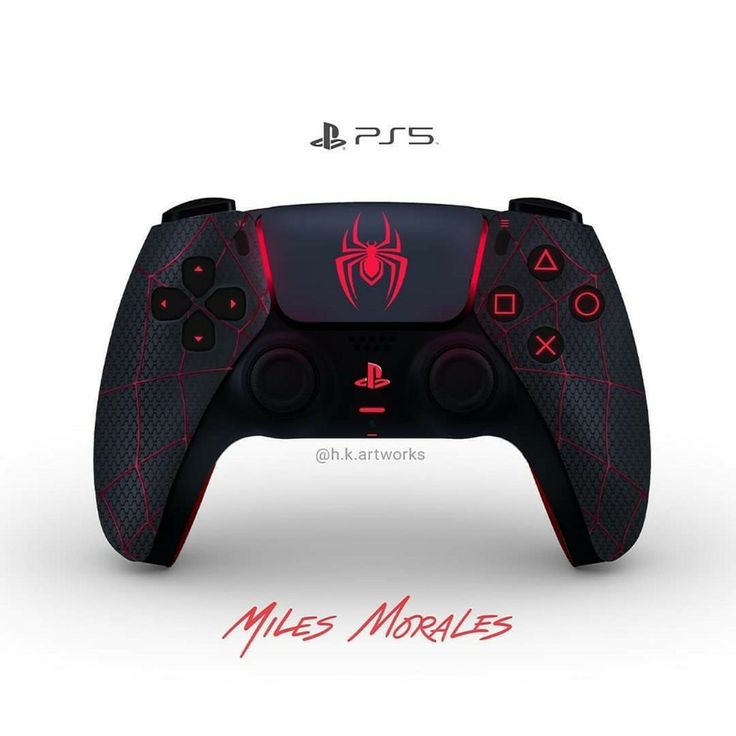 an image of a black and red game controller with the words miss morlies on it