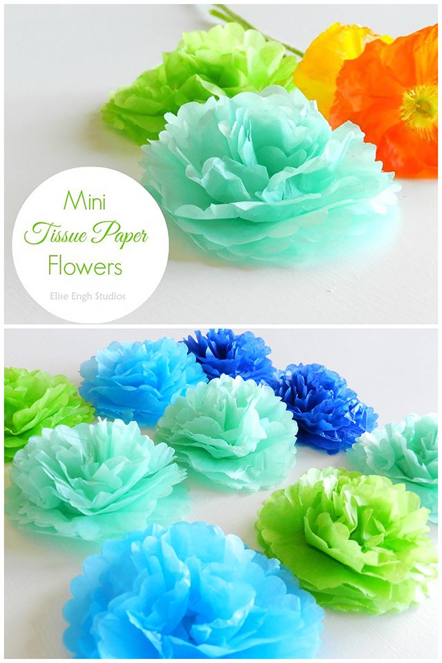 several different colors of tissue paper flowers