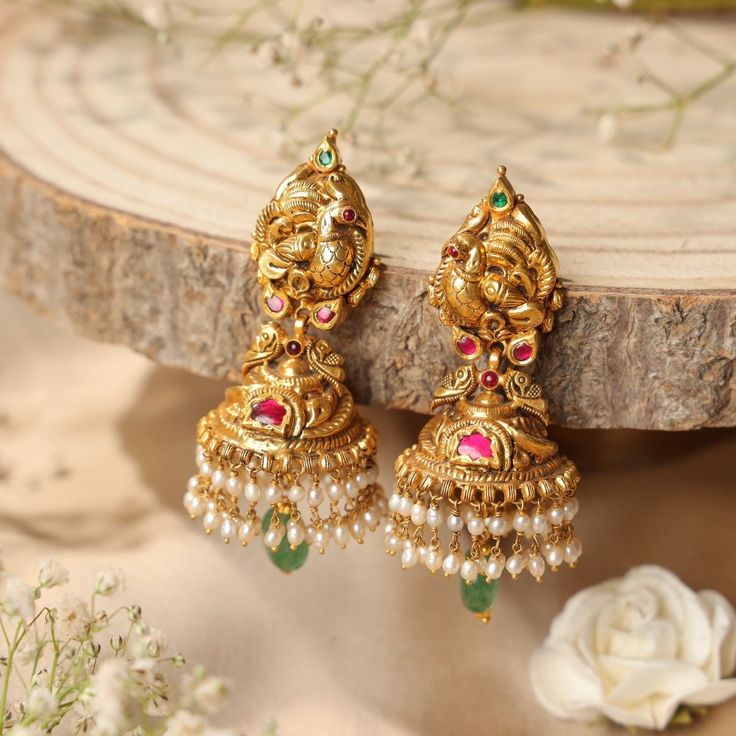 Mayuri Nakshi Jhumkis Light Weight Jhumkas Gold, Earrings For Mom Indian, Gold Earrings Indian Jhumkas, Gold Traditional Earrings, Gold Jumkas Design Latest Bridal, Nakshi Jhumkas Gold Earrings, Gold Buttas Earrings, Nakshi Buttalu Gold, 8grams Gold Earrings