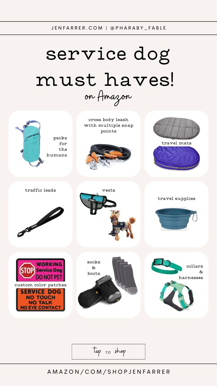 an advertisement for the service dog must haves product listing is shown in this image