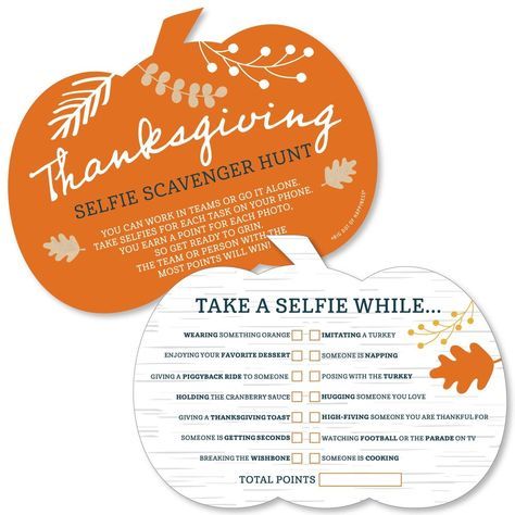 thanksgiving scavenger hunt with an orange pumpkin