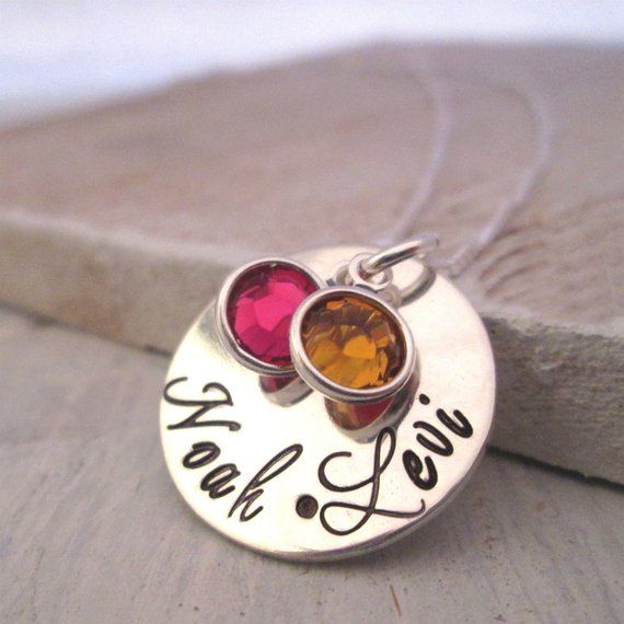 Mothers Necklace - Loved - Hand Stamped Jewelry - Personalized Jewelry - Birthstone Necklace Metal Stamping Diy, Jewelry Stamping, Necklace For Mom, Jewelry Hand, Jewelry Personalized, Mothers Necklace, Diy Metal, Vintage Candle Holders, Hand Stamped Jewelry