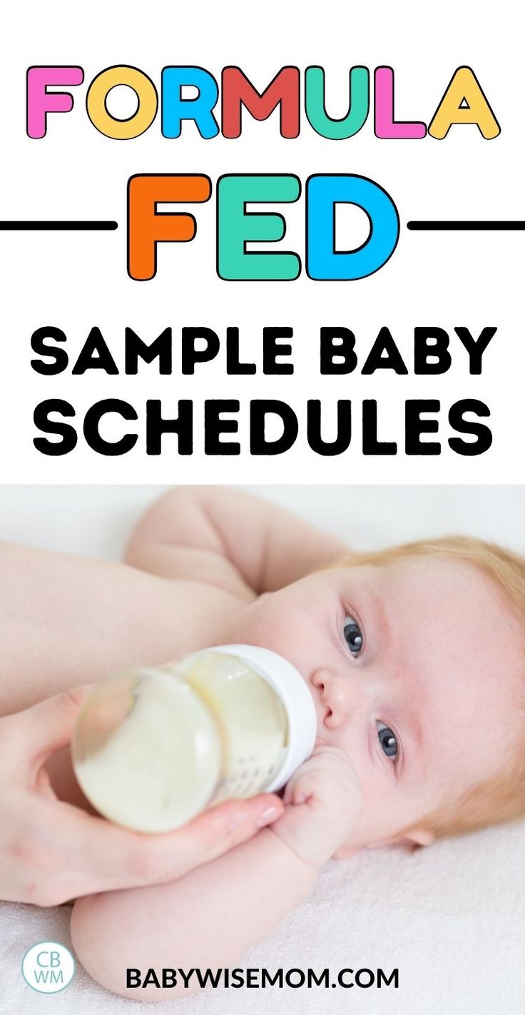 a baby is drinking from a bottle with the words formula fed sample baby schedules on it