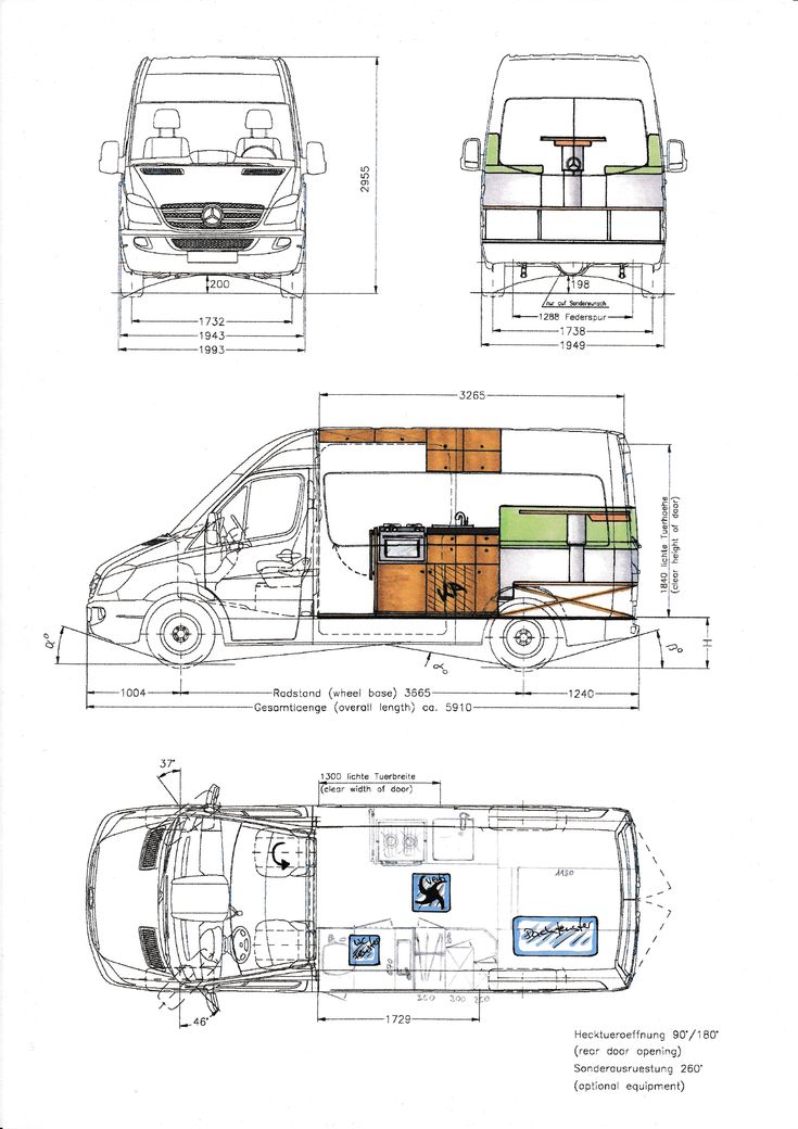 Scribble 4 Sprinter Van conversion floor plans, Van