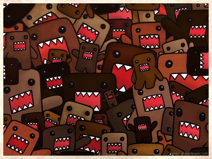 a group of brown and red monster like objects with big teeth on their mouths are shown in this illustration