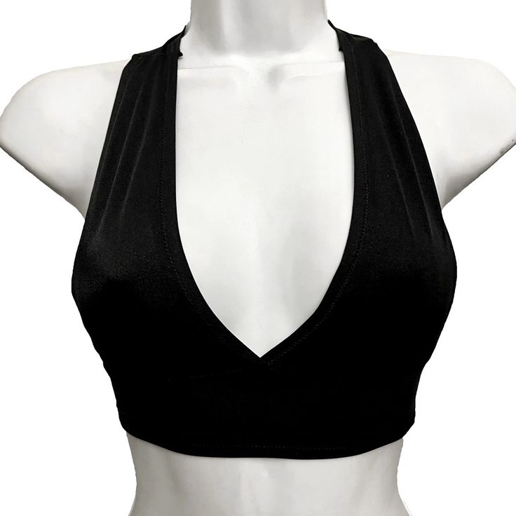 Material Is A Nylon/Spandex Blend. Top Is Not Lined Or Padded And May Be Show-Through If Worn With Nothing Underneath. Tape (Bandage, Electrical, Bra Tape...) Or Pasties Are A Good Option If You Don't Want To Wear A Bra! Our Fit Is Comparable To Victoria's Secret. See My Other Listings For Other Sizes, Colors And Styles I Have Available! Bundle 2 Or More Items For 10% Off And Discounted Shipping. Leave A Message If You Have Any Questions! Party Crop Top With Built-in Bra And High Stretch, Seamless V-neck Crop Top For Party, Black Stretch Crop Top With Built-in Bra, Fitted T-back Halter Top For Night Out, Fitted Low-cut Halter Top With Built-in Bra, Stretch Crop Top With Built-in Bra For Evening, Fitted V-neck Crop Top For Workout, Stretch V-neck Crop Top For Club, Seamless V-neck Party Tops