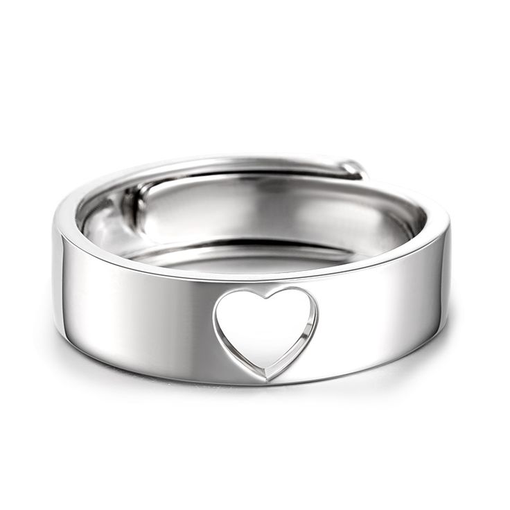 On your anniversary or wedding day, honor the man you love with a ring worthy of his affections. The hollow-out heart design adds a touch of modernity to the ring, making it the perfect accessory for any occasion. Begin your lifetime of love with this unique wedding band for him.Weight: 4.9 gWidth: 5.8 mmHeight: 1.6 mmThickness: 1.4 mmMaterial: 925 SilverPlating Color: Silver Modern Heart-shaped Wedding Rings, Adjustable Heart-shaped Couple Rings For Valentine's Day, Modern Heart-shaped Anniversary Rings, Modern Heart Shaped Anniversary Rings, Modern Double Heart Jewelry For Anniversary, Modern Heart-shaped Rings For Valentine's Day, Modern Silver Heart Ring For Anniversary, Adjustable Heart Ring For Wedding On Valentine's Day, White Gold Couple Rings For Valentine's Day