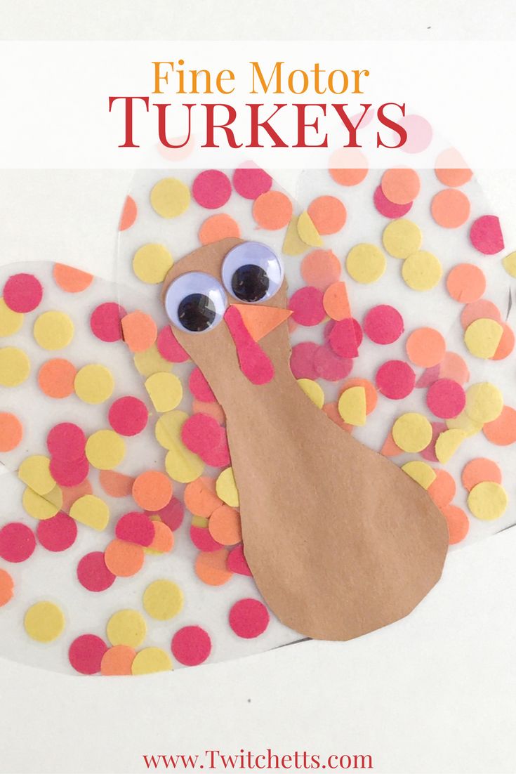 a paper plate with a turkey made out of polka dots and the words fine motor turkeys on it