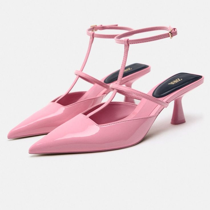 Strappy Slingbacks Heeled Slingback Shoes . Straps At Instep . Squared Vamp . Buckled Ankle Strap Closure . Pointed Toe . Heel Height: 2.4 Inches (6 Cm) Color: Pink Upper 100% Polyurethane Lining 100% Polyurethane Sole 100% Polyurethane Thermoplastic Insole 100% Polyurethane New With Spring Slingback Heels With 4-inch Heel, Spring Slingback Sandals With 4-inch Heel, Trendy Pointed Toe Slingback Sandals For Spring, Trendy Sandals With Heel Strap And Pointed Toe, Pointed Toe Sandals With Heel Strap For Spring, Spring Slingback Sandals With Wrapped Heel And Pointed Toe, Trendy Spring Slingback Pumps With Closed Toe, Trendy Spring Slingback Pumps With Pointed Toe, Trendy Closed Toe Slingback Pumps For Spring