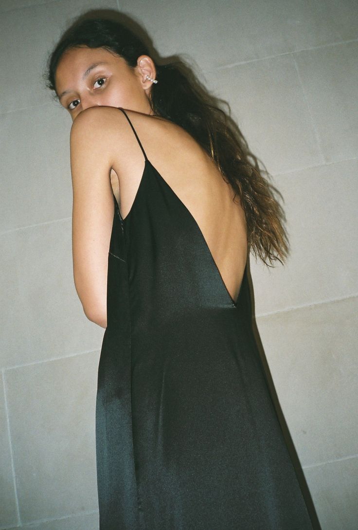 SADE SILK SLIP DRESS | BLACK – Kamperett Silk Backless Slip Dress For Date Night, Sleek Bias Cut Slip Dress For Night Out, Silk Slip Dress With Back Opening For Gala, Silk Backless Slip Dress For Gala, Chic Satin Silk Dress With Back Opening, Backless Silk Evening Dress, Spring Backless Dress With Bias Cut For Night Out, Spring Bias Cut Backless Dress For Night Out, Delicate Strap Backless Slip Dress For Date Night