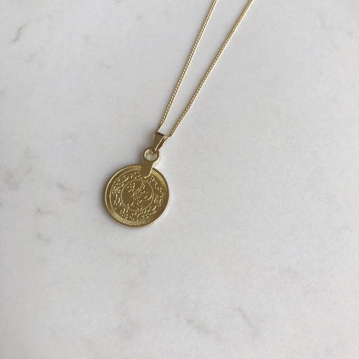 Delicate disk 14k gold necklace dainty gold coin pendant | Etsy Dainty Coin Pendant Necklace For Everyday, Dainty Everyday Necklace With Coin Pendant, Dainty Gold Plated Tarnish Resistant Medallion Necklace, Gold Plated Tarnish Resistant Coin Necklace, Dainty Gold Plated Tarnish-resistant Medallion Necklace, Tarnish Resistant Gold Plated Coin Necklace, Delicate Everyday Coin Necklace With Round Pendant, Minimalist Coin Necklace With Delicate Chain, Minimalist 14k Gold-filled Medallion Necklace