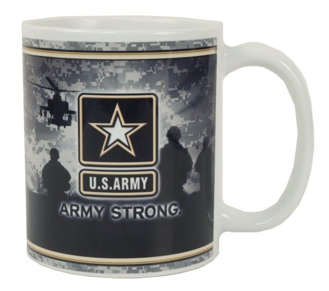 a coffee mug with the words u s army on it