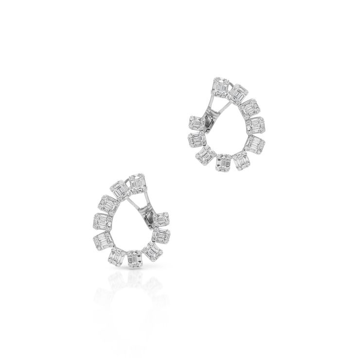 14KT White Gold Baguette Diamond Marceline Earrings Timeless Baguette Diamond Earrings For Formal Occasions, Timeless Formal Baguette Diamond Earrings, Formal Diamond White Earrings With Baguette Diamonds, Classic Diamond White Baguette Diamond Earrings, Diamond White Baguette Diamond Earrings Fine Jewelry, Diamond White Baguette Diamond Earrings For Fine Jewelry, Anniversary Diamond Earrings With Baguette Diamonds, Formal Diamond White Baguette Diamond Earrings, Diamond White Baguette Diamond Earrings For Formal Occasions