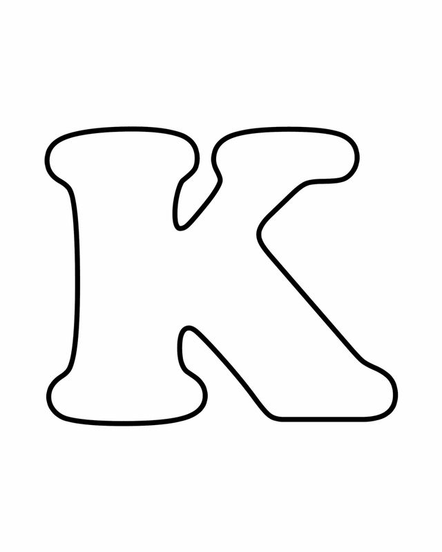 the letter k is drawn in black and white with an outline effect to it's lower letters