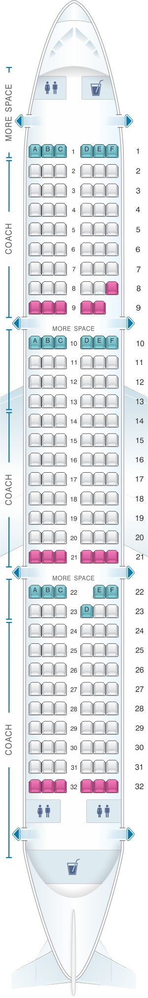 Seat Map JetBlue Airways Airbus A321 Config 1 | Air transat, Hainan ...