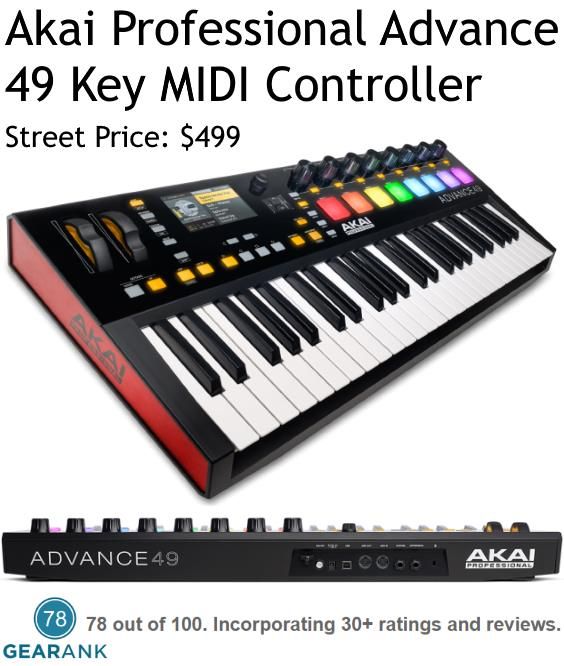 the akai professional advance 49 key midi controller is on sale for $ 399