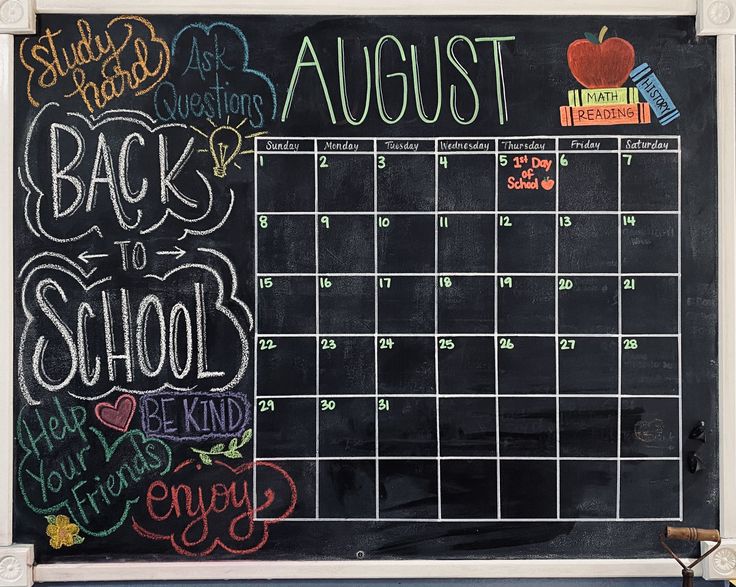 a blackboard with chalk writing on it that says back to school and an apple