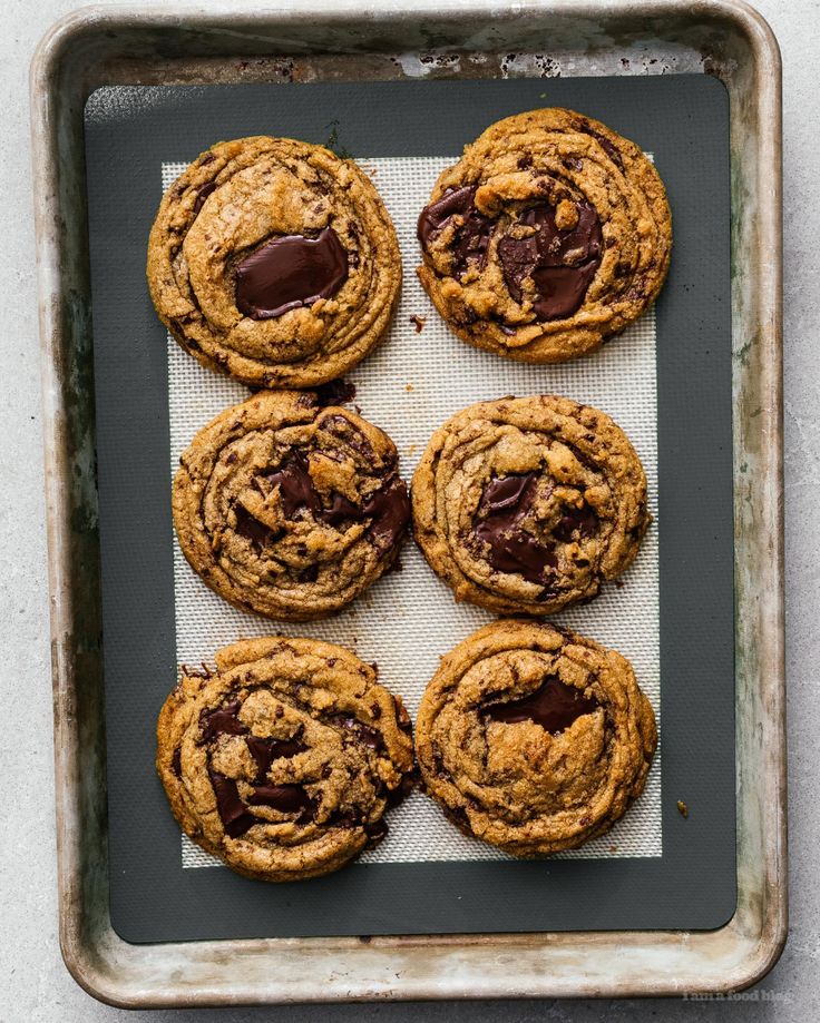 chocolate chip cookies on a baking sheet