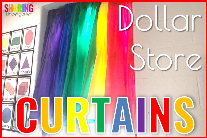 the dollar store curtains are rainbow colored