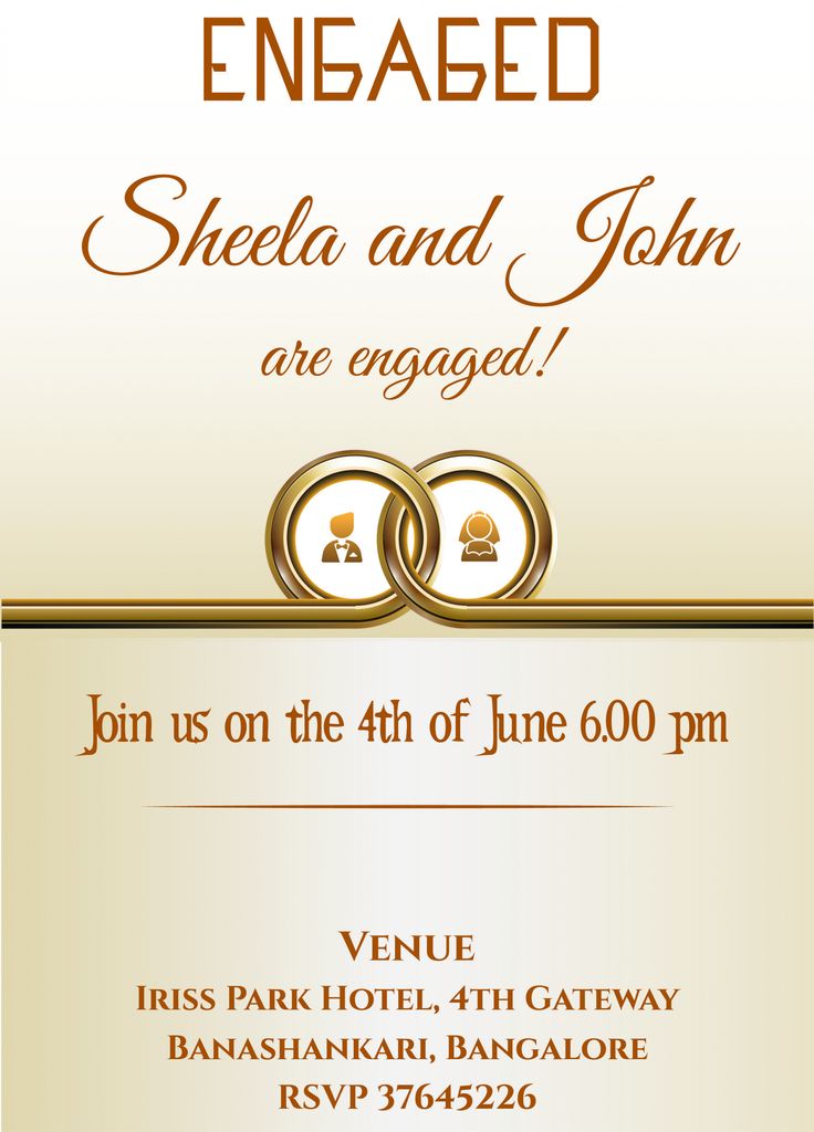 an elegant wedding card with two rings on it