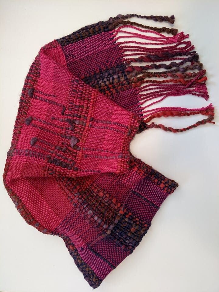 Scarf for woman Woven on a rigid heddle loom With a mix of Katia Ethnic and Hobii rainbow cotton With fringe Handwoven Multicolor Scarves, Bohemian Weaving Scarf For Fall, Multicolor Bohemian Weaving Scarves, Multicolor Woven Winter Scarf, Bohemian Multicolor Woven Scarves, Multicolor Woven Scarf One Size, Multicolor Woven Scarves One Size, Bohemian Multicolor Handwoven Scarves, Multicolor Handwoven Bohemian Scarves