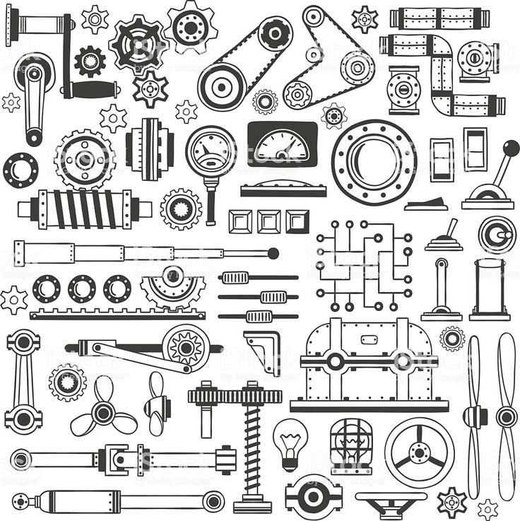 an image of car parts and tools in black and white stock photo, epsp