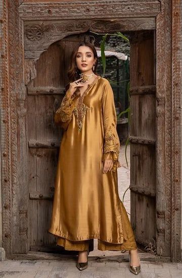 Nilofer Shahid - Rising Phoenix - Tissue Organza - 3 Piece – Studio by TCS Tissue Organza Dress, Plain Suit Design, Nilofer Shahid, Velvet Shawl, Gaun Fashion, Indian Bridal Dress, Suit Design, Simple Pakistani Dresses, Wedding Dresses For Girls