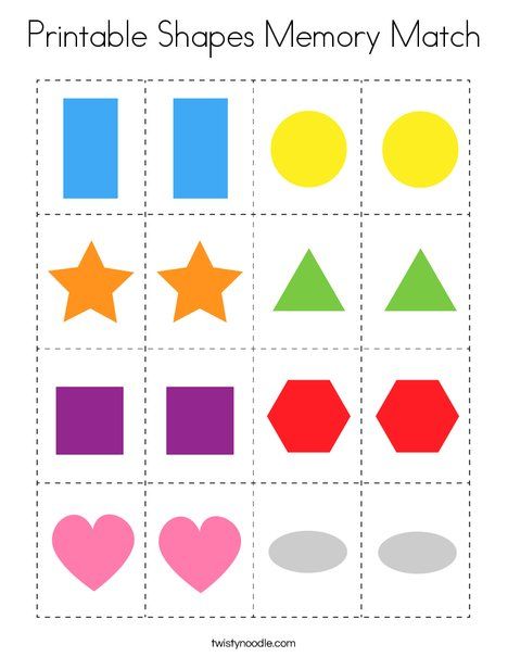 printable shapes memory match for toddlers to learn how to make them look like they are