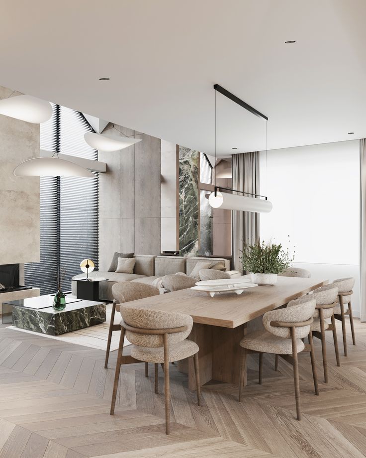 a large dining room table surrounded by chairs