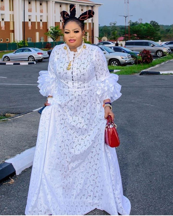 Lace Gown Styles 2021: Boubou/Kaftan Styles - Ladeey Bubu Gown Styles Bubu Gown Styles Lace, Kaftan Latest Styles, Lace Gown Styles Kaftan, Latest Gown Styles For Lace, Cord Lace Boubou Styles For Women, Latest Lace Kaftan Styles For Women, Style For White Lace Gown, White Kaftan Styles For Ladies, White Lace Bubu Gown Styles Nigerian