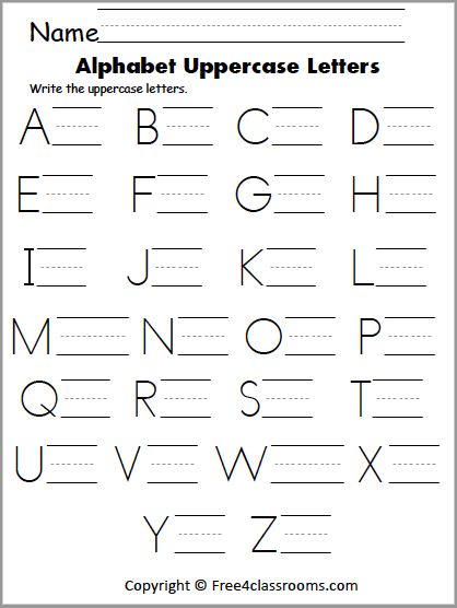 a printable alphabet uppercase letters worksheet for kids to practice their handwriting