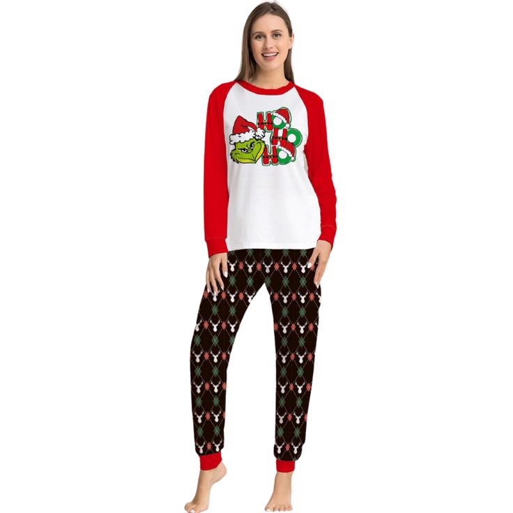 Celebrate the holiday season with a touch of whimsy in The Christmas Grinch Printed Family Matching Pajama Set. Adorned with playful Grinch prints, these coordinated pajamas bring festive cheer to your family gatherings. Create lasting memories, stay cozy, and let your family's holiday spirit shine with these fun and festive pajama sets. Specifications: Material: Polyester Collar: Round-Neck Length: Ankle-Length Pants Pattern Type: Print Sleeve Length: Full Item Type: Pajamas Casual Christmas Sleep Sets, Casual Christmas Sleepwear For Home, Casual Christmas Sleepwear Sets, Casual Christmas Sleepwear, Casual Christmas Sleepover Sets, Christmas Cotton Sets, Christmas Cotton Home Sets, Christmas Cotton Sleepwear, Casual Christmas Loungewear Set